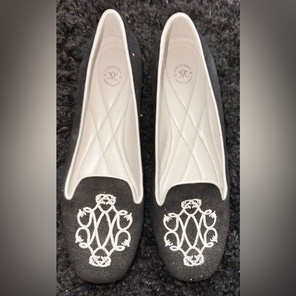 Johnston & Murphy Premium Vintage Elegant Monogram Flat Loafers NEW 🔖